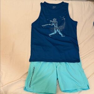 Under Armour Navy Tank and Light Blue Shorts